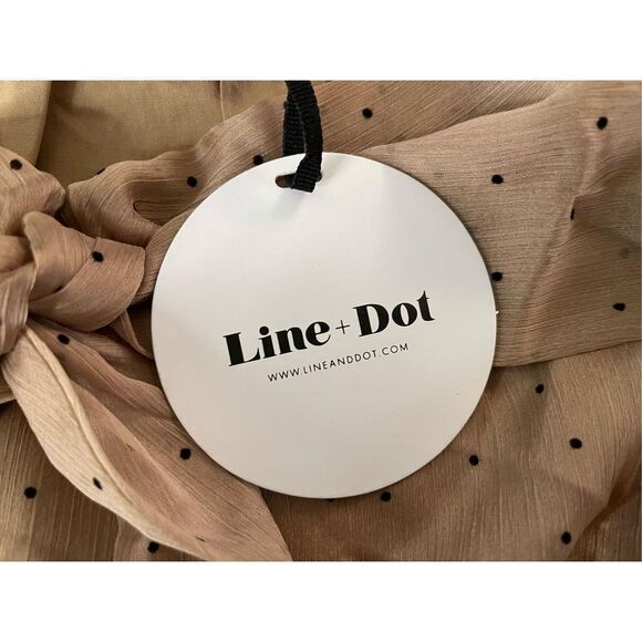 Line & Dot|Allegra Blouse Top Tan Tie Front Swiss Dotted Size L New with tags - Picture 10 of 11